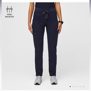 High-Waisted Yola Skinny Scrub Pants - navy blue